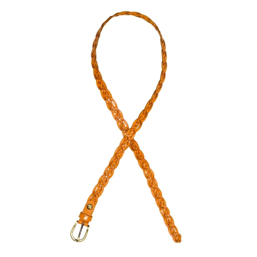 Patricia Nash Nicoletti Braided Leather Belt Cognac Large